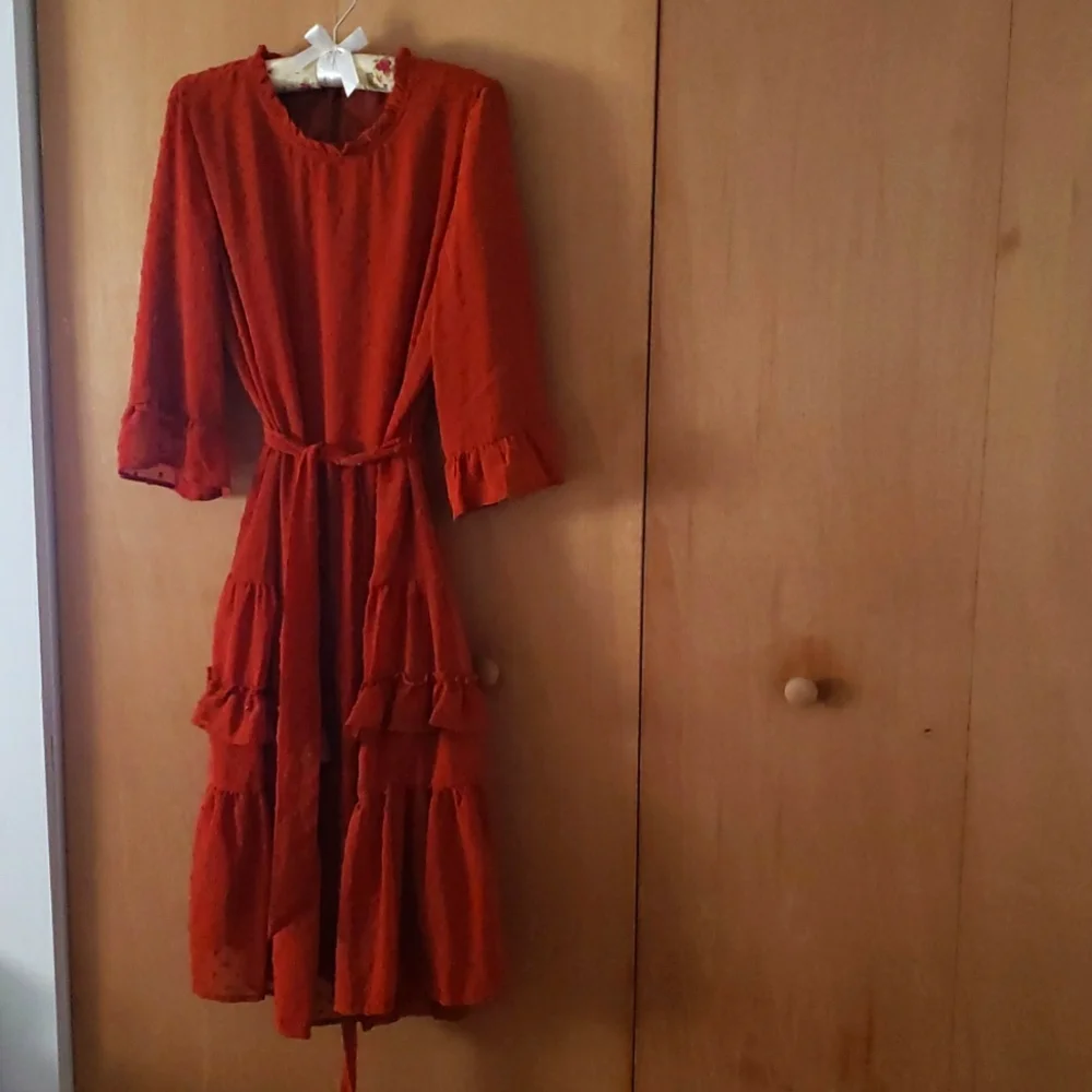 Orange Ruffle Dress - Picture 5 of 14